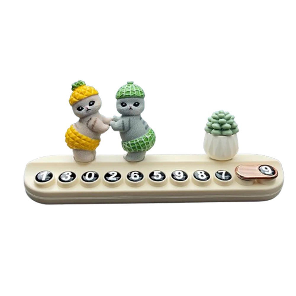 

Fruit Dance Cat Cartoon Cat Number Plate Creative Ornament Car Dashboard Ornament High Quality Plush Doll