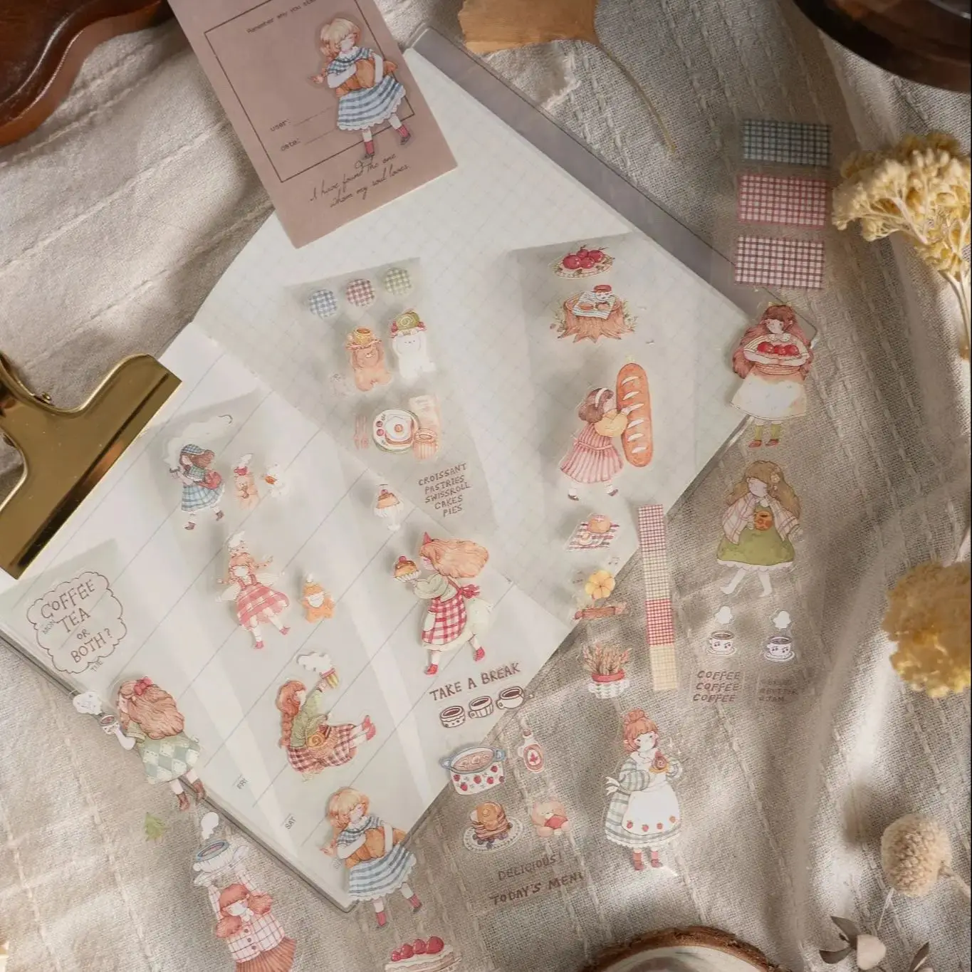 

1 loop Sholittlehappines Vintage Forest Party Girl Washi PET Tape DIY Card Making Scrapbooking Plan Decorative Sticker