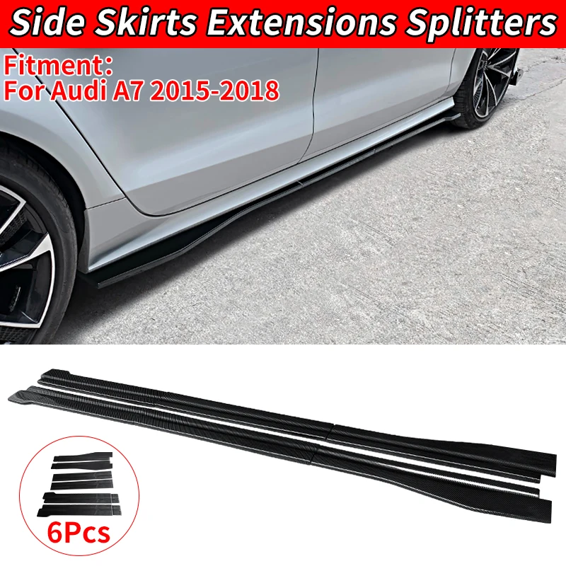 

Car Styling Auto Accessories ABS Carbon Fiber Look Side Skirt Under Borad Fit For Audi A7 2015-2018 Side Skirts Under Board