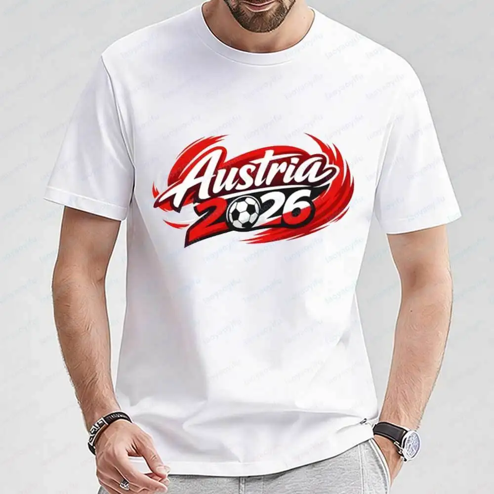 

Men's 2026 Soccer Austria Graphic T-shirt Casual Cotton Short Sleeve Football Tee Summer Fashion Streetwear Tops Men Clothing