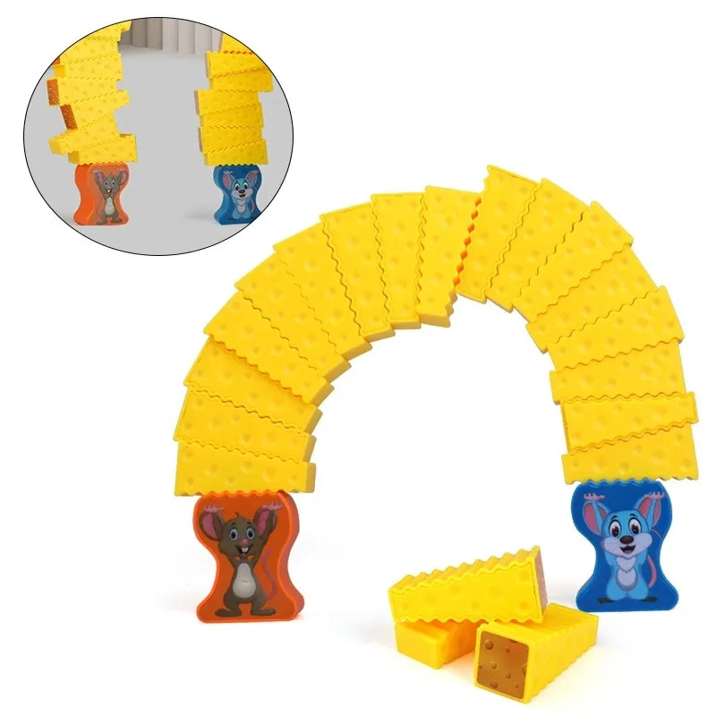 Creative Interactive Children Toys Crazy Mouse Stacked Cheese Tower Board Game Family Party Game Arches Stack Toys for Boys Girl