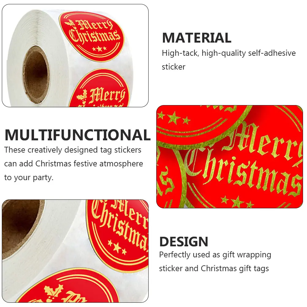 

2 Rolls Hot Stamping Sticker Self Adhesive Label Small Holiday Name Tag Stickers Kraft Paper Mini Decorative Sealing Labels