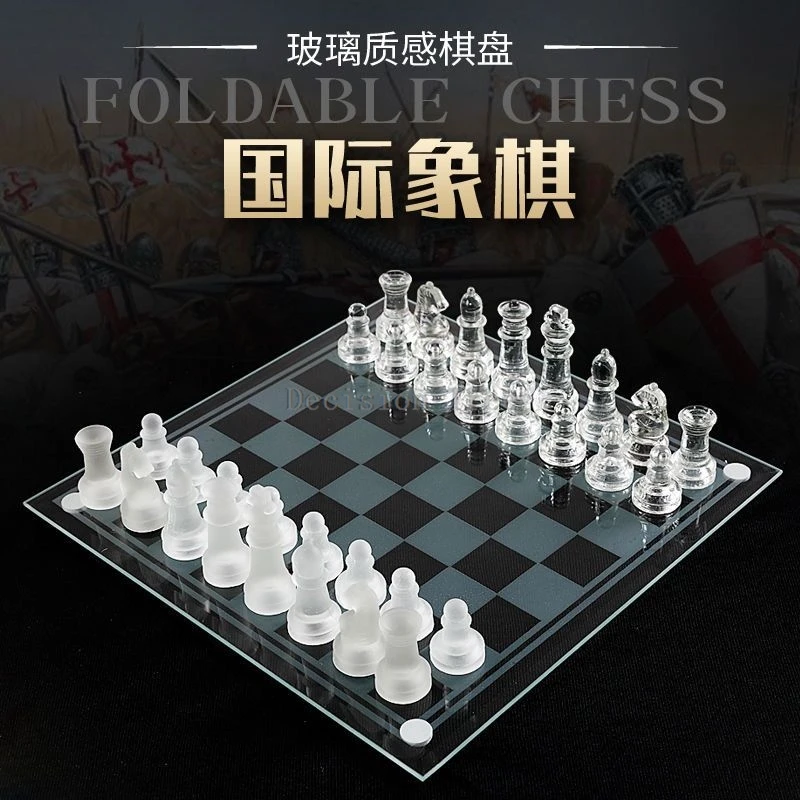 2024 glass crystal occidental chess children casual puzzle backgammon elegant transparent entertainment chessboard chessman set