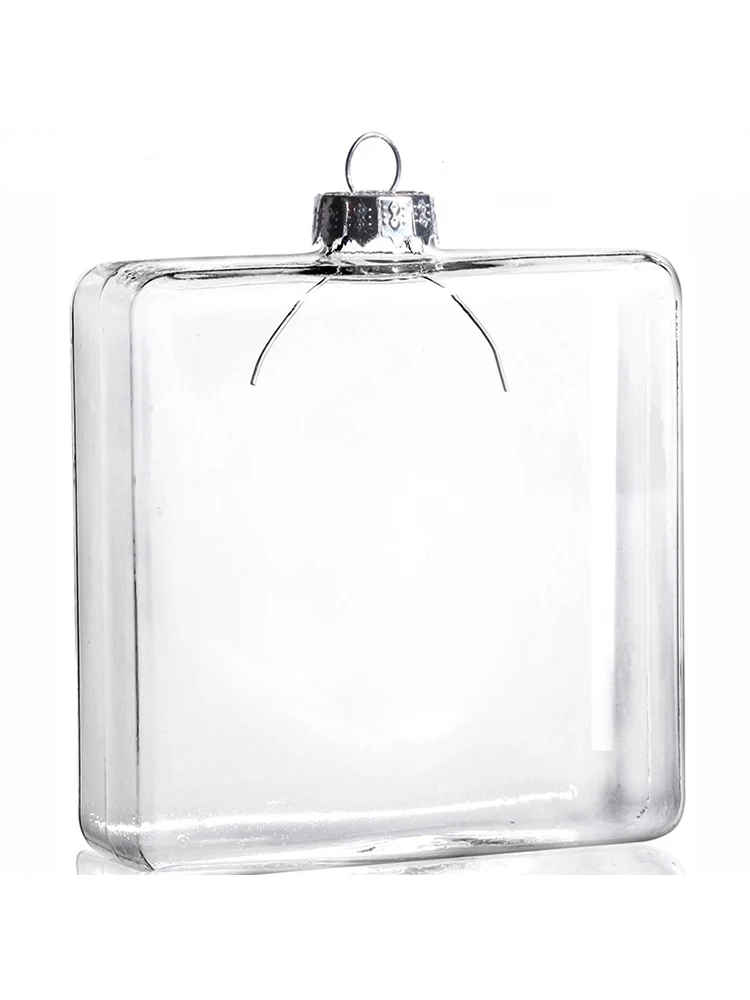 5 Pieces x DIY Paintable Home Wedding Christmas Decoration Ornament Ball 80mm Glass Slim Square Cube