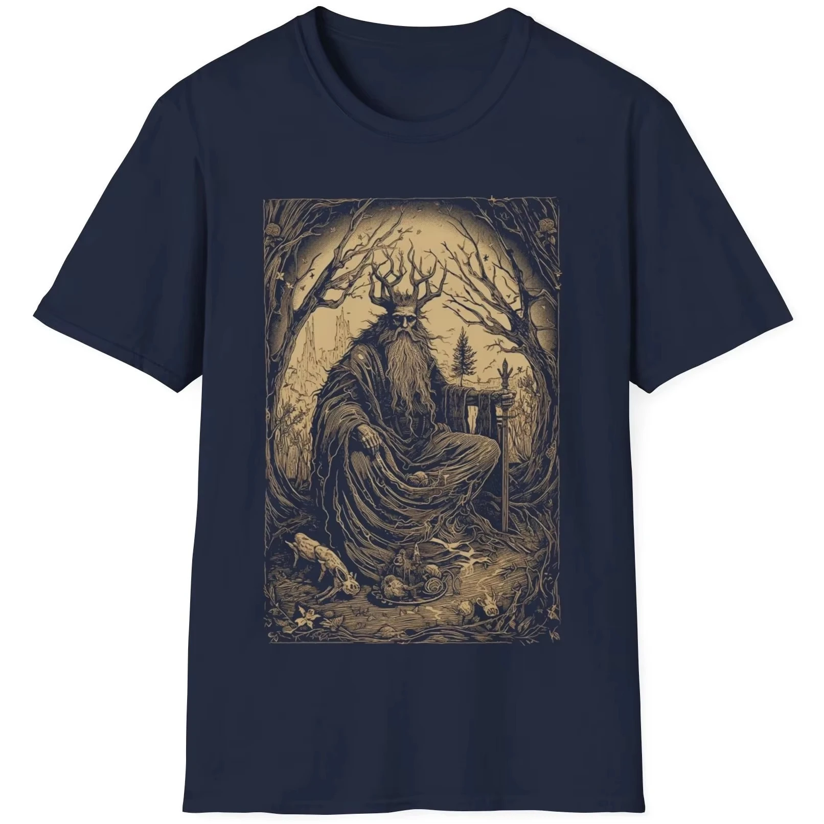Best Selling Fashion Forest Guardian Tee - Pagan Celtic Satanic Cernunnos Nature  Horned God  Witchy  Wicca Goth Unisex