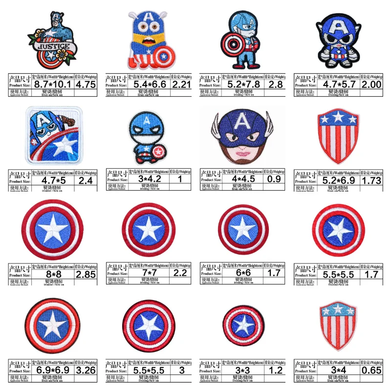 Disney Marvel The Avengers Captain American Cartoon Iron on Heat Transfer Patches Stickers Clothes Accessories Children Gifts