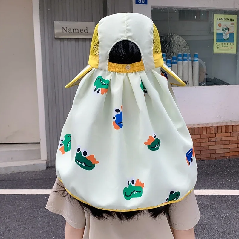 Boys Girls Sun Hat with Neck Flap Summer Outdoor Beach Caps Kids Cute Safari Hat Panama Hat 3-10 Years Old Daily Sun Protection