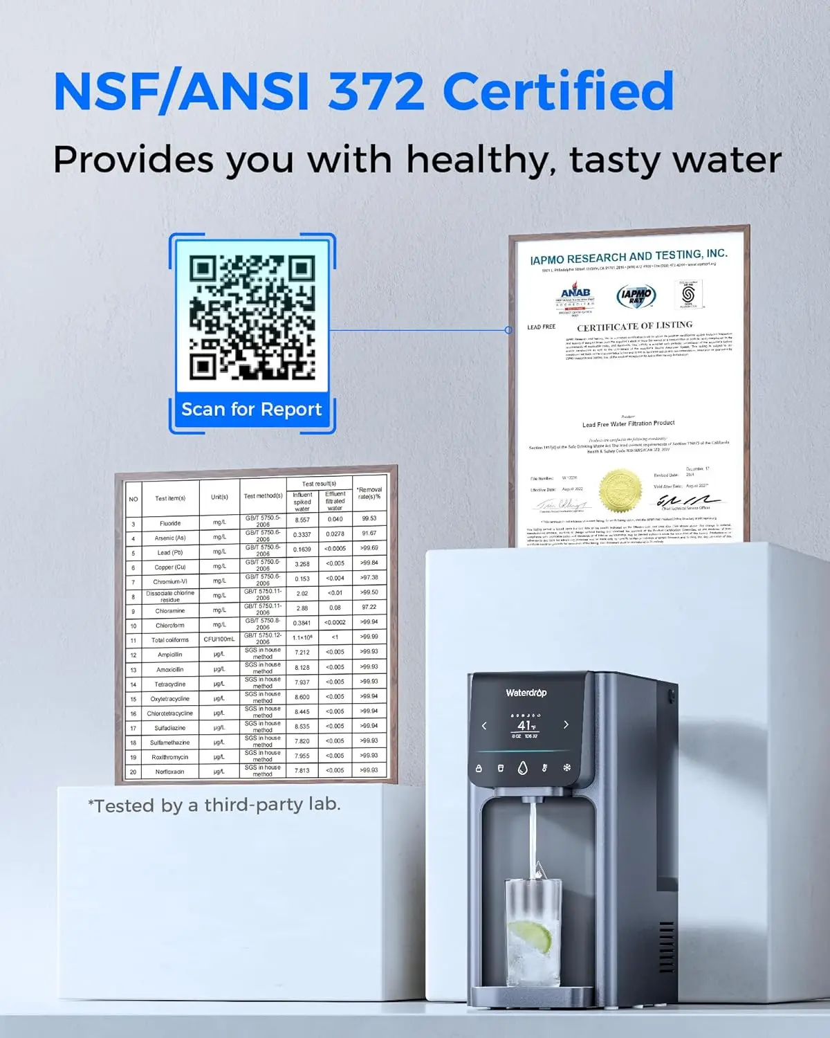 [Caliente y frío] Sistema de ósmosis inversa para encimera Waterdrop WD-A1, incluida jarra con filtro de agua Waterdrop con 1 filtro