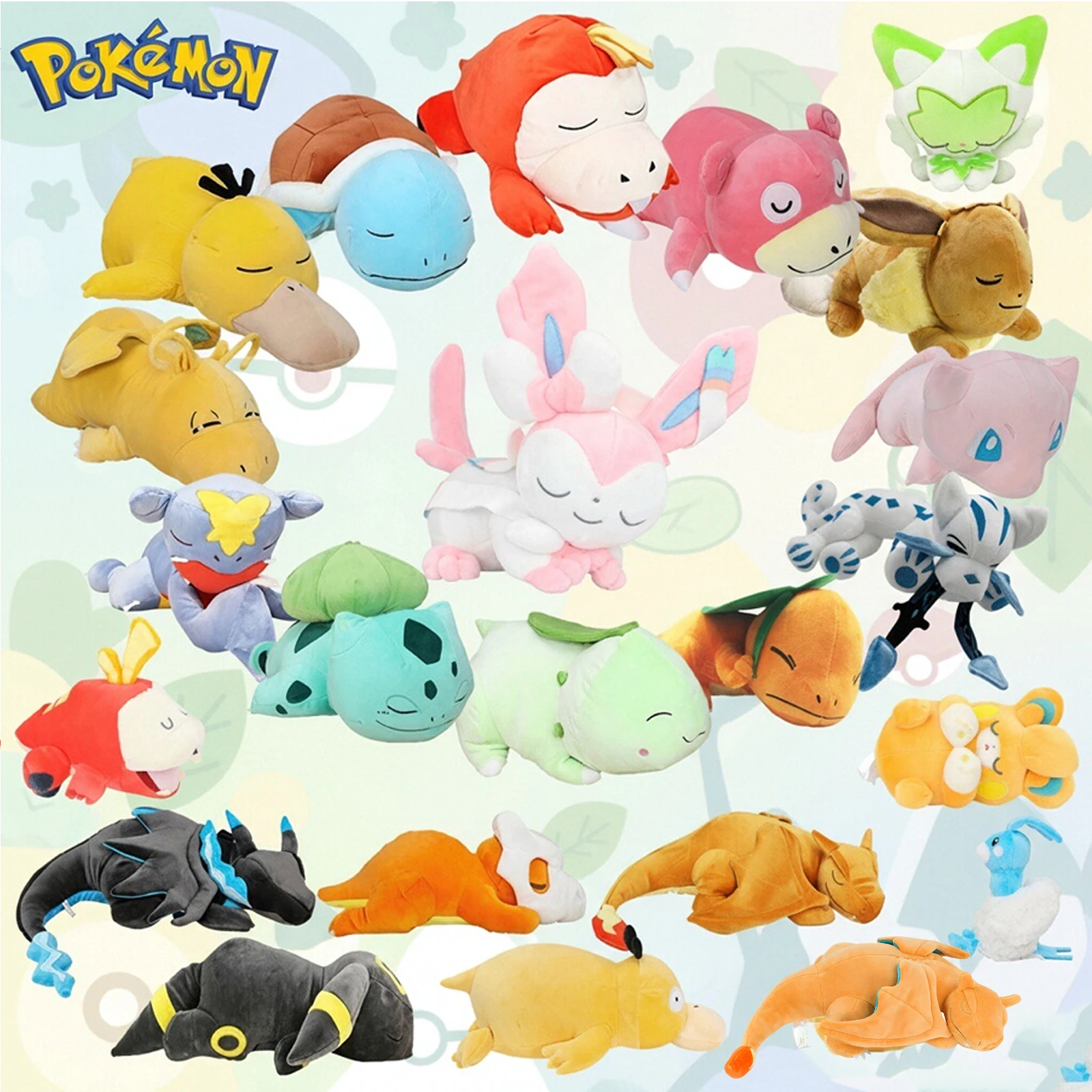 Pokemon Sleeping Doll Plush Toys Collection Sylveon Psyduck Bulbasaur Dragonite Charizard Squirtle Sofa Pillow Gifts Birthday