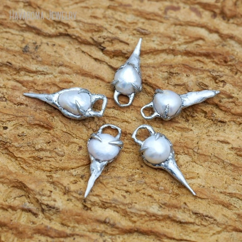 

10Pcs Tin Alloy Wholesale Pearl Freshwater Pearls Soldered Brutalist Y2k Jewelry Handmade Pendant PM50048