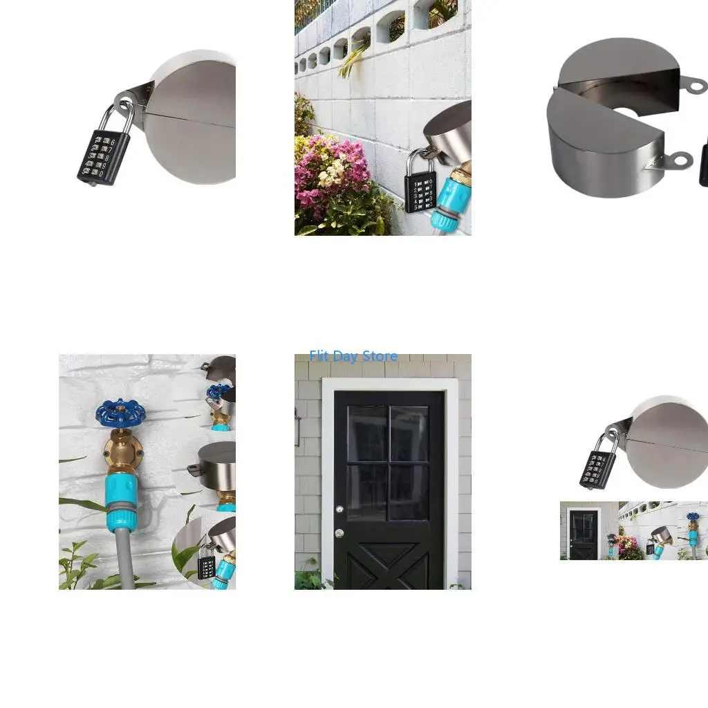 F92C Outdoor Water Spigot Lock Outside Faucet Child Lock Stainless Steel Hose Lock with Password Padlock Easy to Install