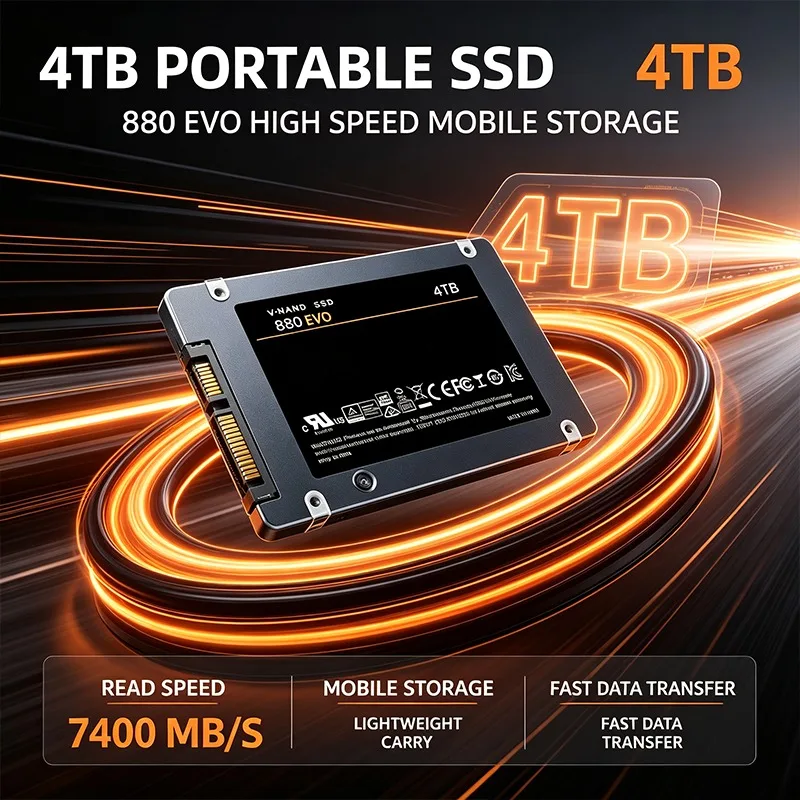 4TB Solid State Disk SSD 880 Internal Solid State Hard Drive SATA3 2.5 Inch Fast Read Write For Laptop Microcomputer Desktop PC