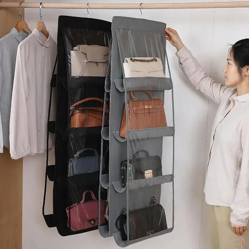 1 Stück platzsparender, mehrschichtiger Organizer zum Aufhängen – aus strapazierfähigem, nicht gewebtem Material, geeignet für Handtaschen, Geldbörsen und Accessoires. – Detail 1