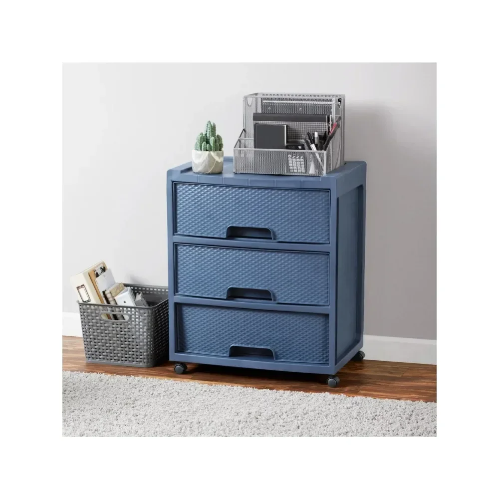 New 3 Drawer Wide Diamond Plastic Storage Cart