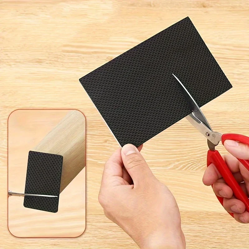 2pcs/set of Efficient and Reliable Free-cut Black Rubber Furniture Pads- Self-adhesive, Scratch-resistant and Noise-reducing,