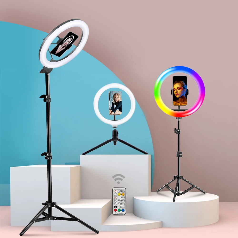 RaidNeo 10 pollici RGB Round Ring Light 6500K TikTok Youtube Livestreaming Vlog Video Shot Phone Holder lampada telecomandata