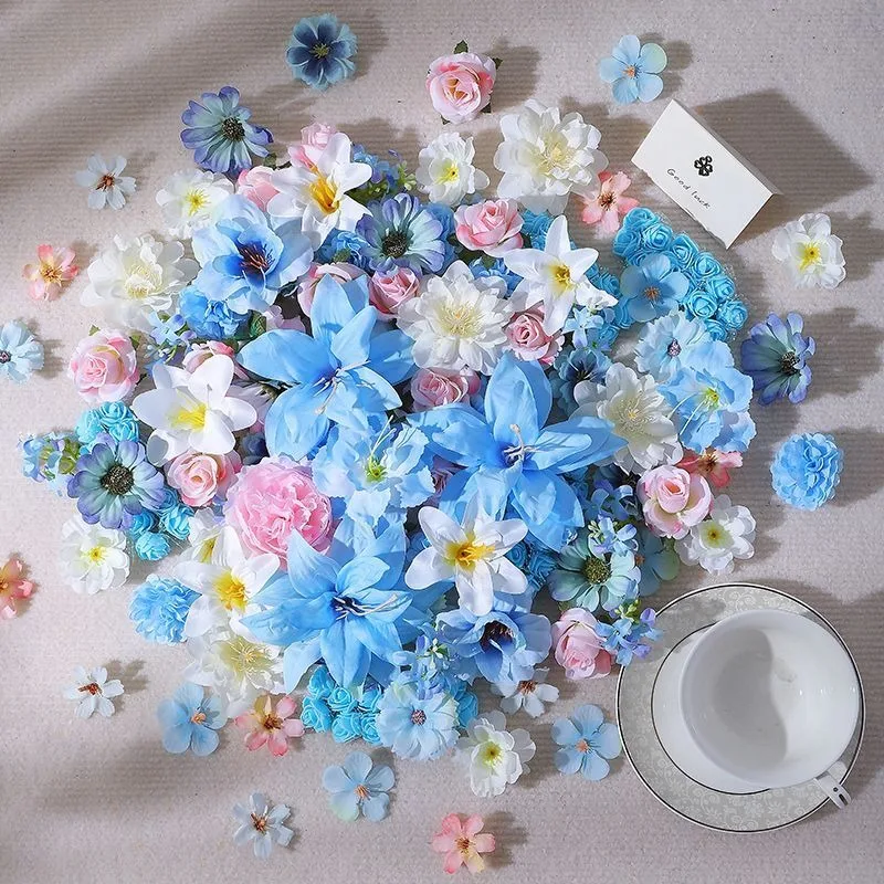 21/52 Stück blaue künstliche Blumenköpfe aus Seide, künstliche Blumen für Zuhause, Raumdekoration, Hochzeit, Dekoration, Basteln, Geschenke, Zubehör – Detail 4