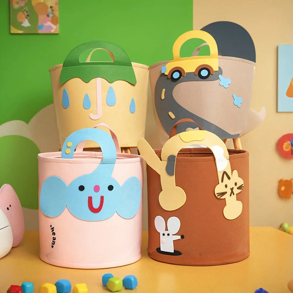 Cartoon Animal Storage Baskets Large Capacity Foldable Toy Organizer Bin  with Handle for Kids Room Home Nursery Organization