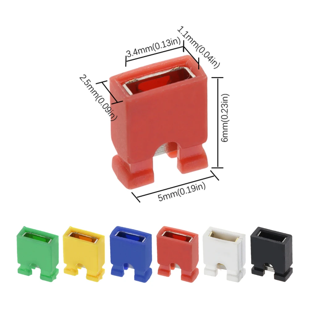 1000개 오픈 점퍼 캡, 단락 캡, 간격 2.54MM, 흰색, 검정색, 노란색, 파란색, 녹색, 빨간색, 단락 블록, 연결