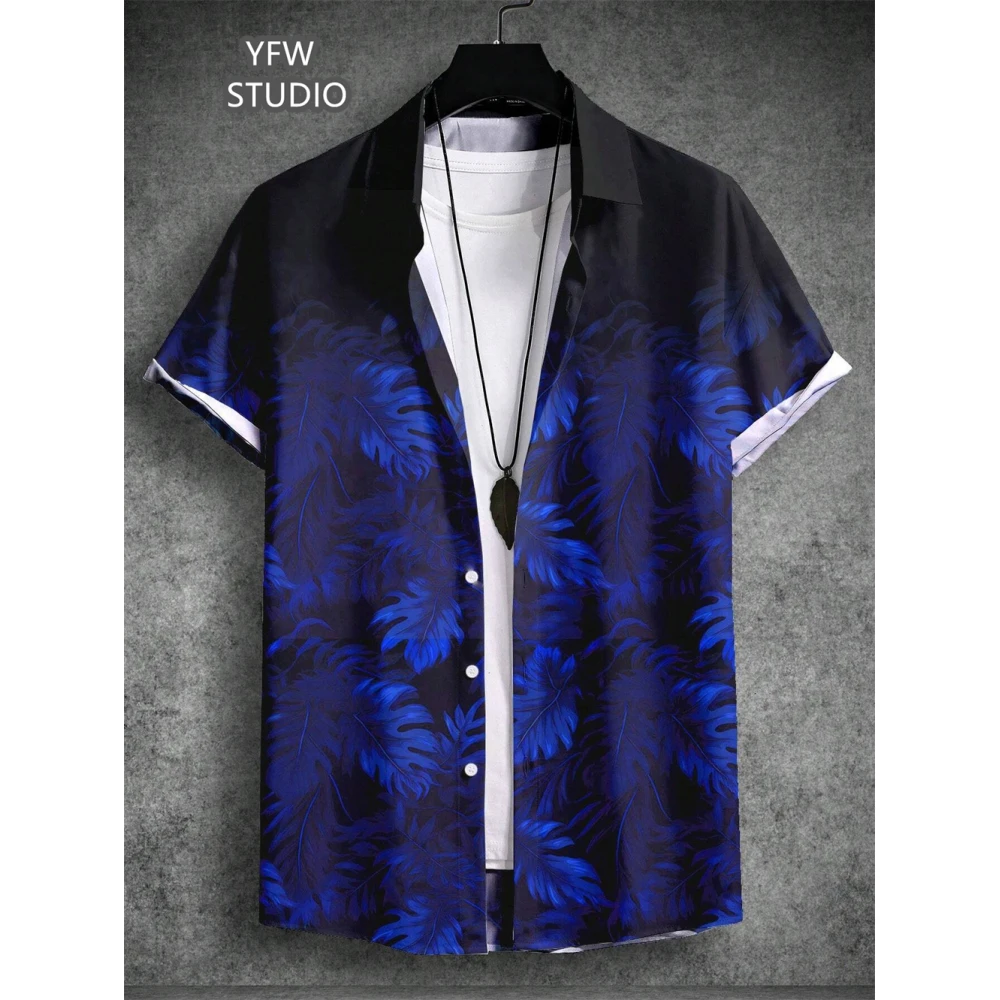 Hawaiian Minimalist Floral Print Lapel Shirt Shirts for Men's Shirts Outdoor Daily Korean Reviews for Many Men's Clothes
