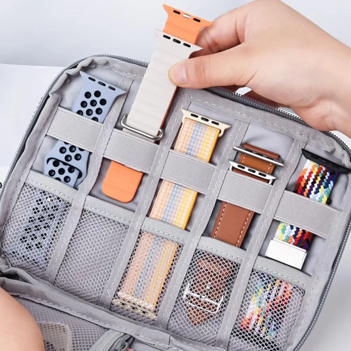 صندوق حزام الساعة لساعة أبل، حافظة حزام ساعة السفر/كابل البيانات، حقيبة تخزين، صندوق الساعات، منظم لساعة أبل أو الحافظة #3