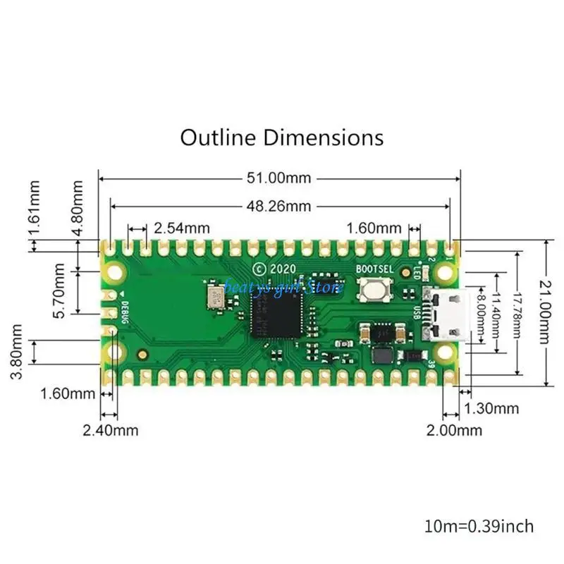 Encabezado pre-soldado C7AB para placa desarrollo del microcontrolador RPI basado en RP2040