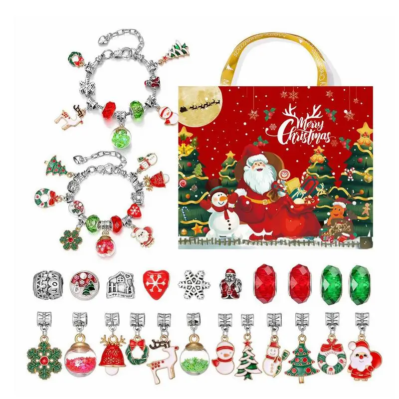 Christmas Jewelry Advent Calendar kit Christmas Bracelet for 24 Days Countdown Festive Atmosphere Enhancer Jewelry Crafting Kit