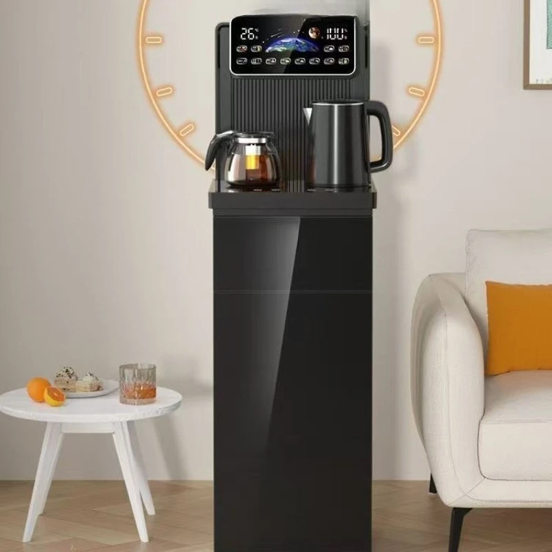 Household vertical water dispenser with a bucket under it, multi-functional and fully automatic c
