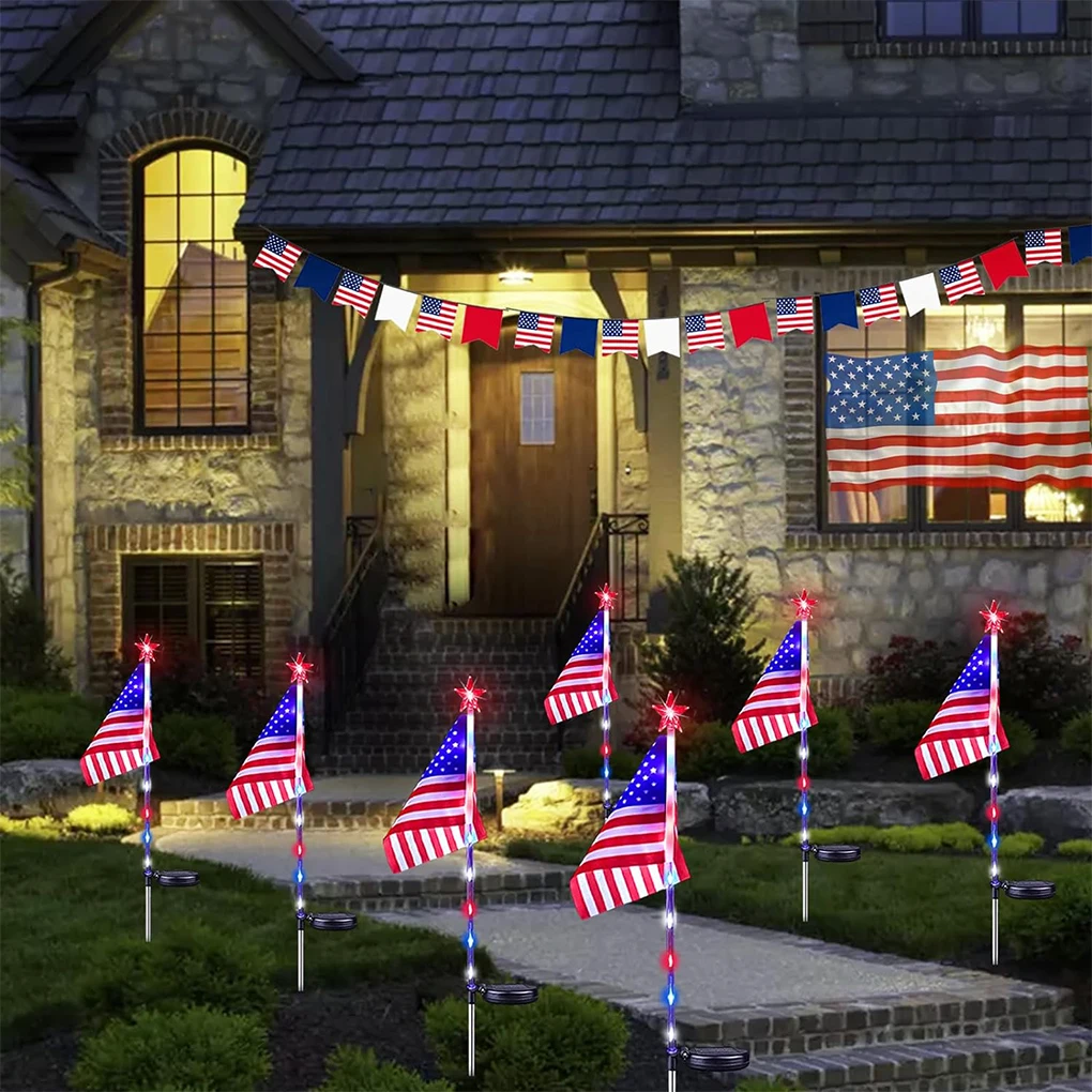 Waterproof Path Lights With American Flag Lights Outdoor For 4th Of July Decorations Durable Unique