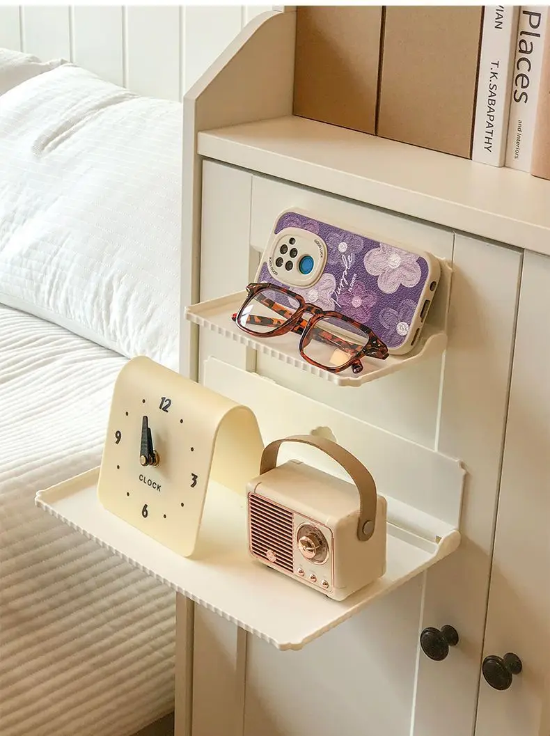 Faltbares, wandmontiertes Aufbewahrungsregal, kein Bohren erforderlich, für Toilette, Nachttisch, Schlafsaal, Badezimmer, Organizer für kleine Gegenstände – Detail 10