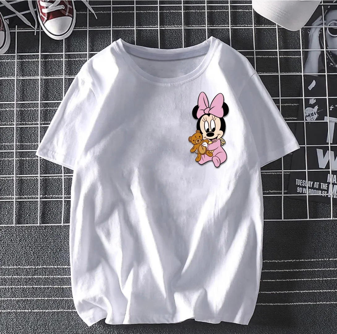 Disney Ladies Hoodie Minnie Cute Costume Mickey Mouse T Shirt Cartoon Top Short Sleeve Sweat Top Fashion T Shirt Ladies