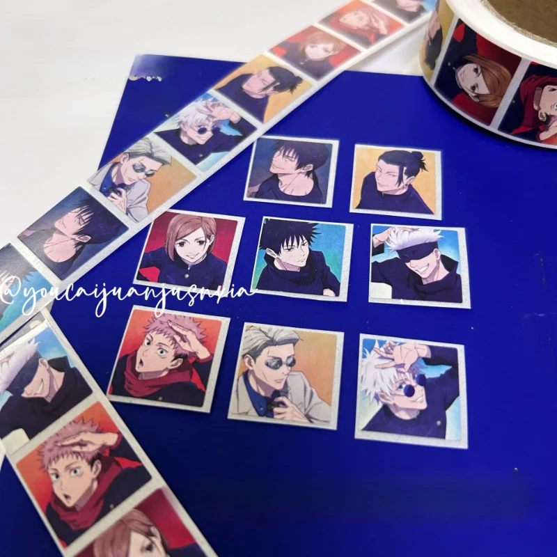 500PCS Itadori Yuji Fujiwara Erina Gojo Satoru Popular Anime Decoration Notebook Stickers Sealing Roll Stickers and Paper Tape