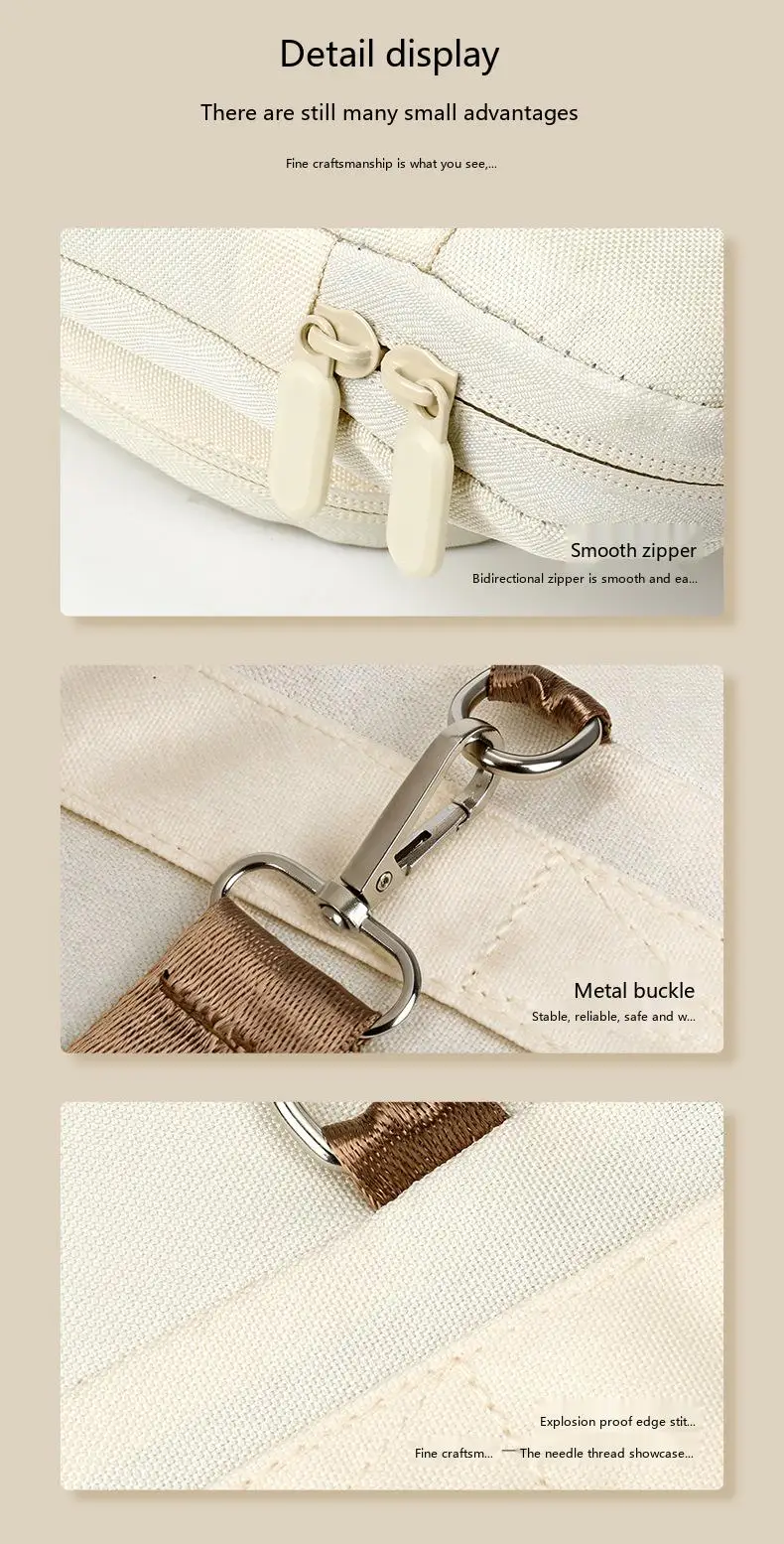Vielseitige Laptop-Handtasche 14-16 Zoll Oxford-Stoff Aktentasche mit Schultergurt für Reisen – Detail 7