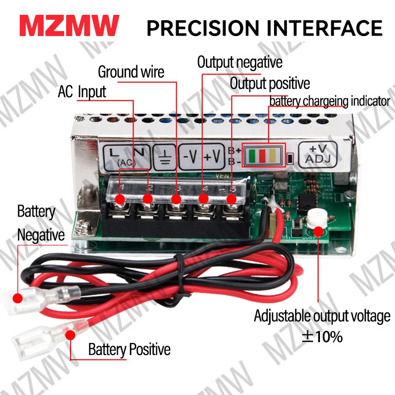 MZMW Switching Power Supply with UPS Charging Function SC 35W 60W 120W 180W 12V 24V AC/DC Monitor CCTV Lead-acid Battery Charge