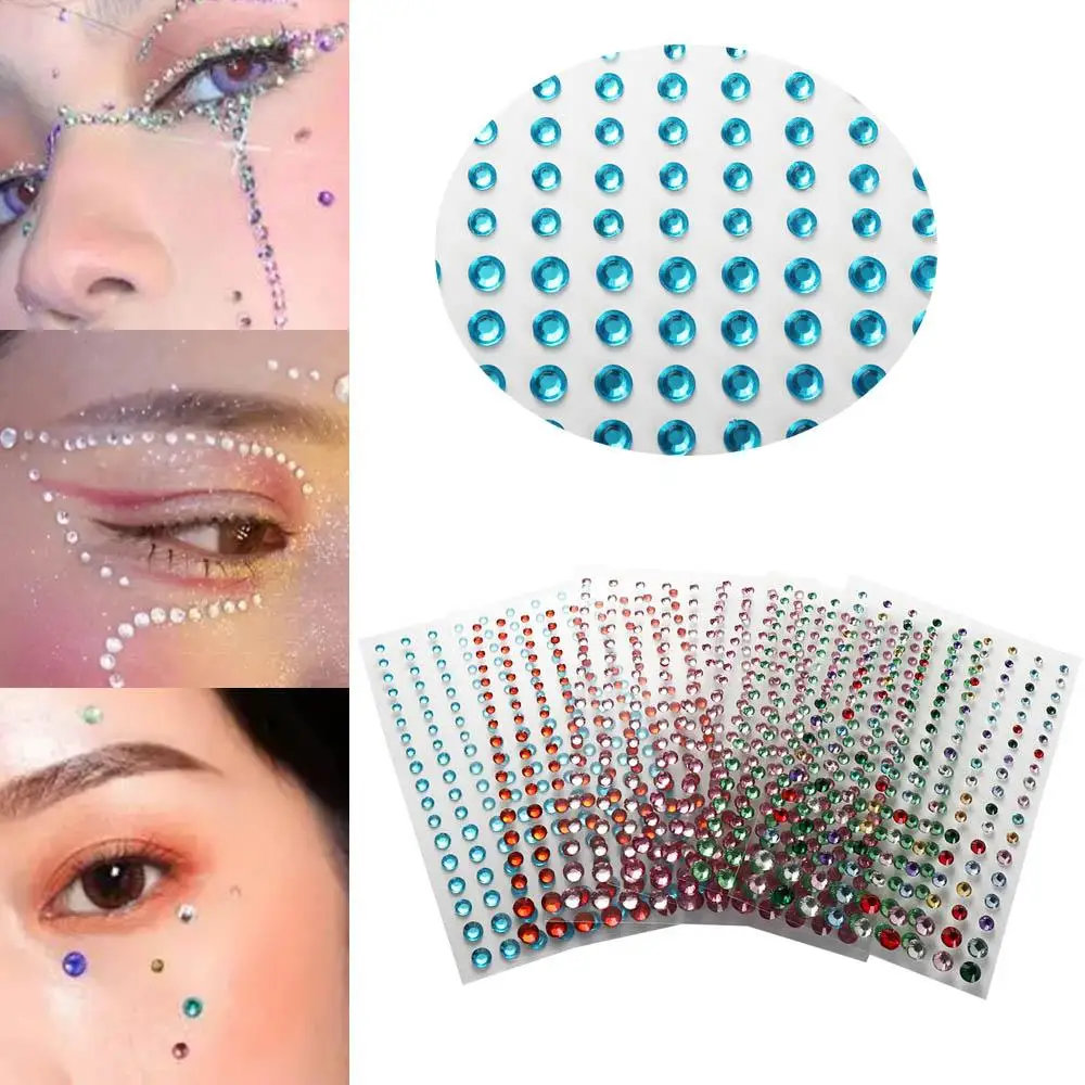 Decoration 3D Nail Art Decoration Face Tattoo Stickers Body Colored Diamonds Eyeliner Diamond Decals Face Rhinestone Stickers