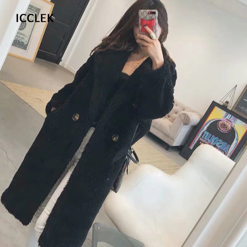 Casual Loose Autumn Women Jacket Winter Teddy Coat Woman Faux Fur Coat Female Plush Thick Warm Fleece Long Jacket Oversized