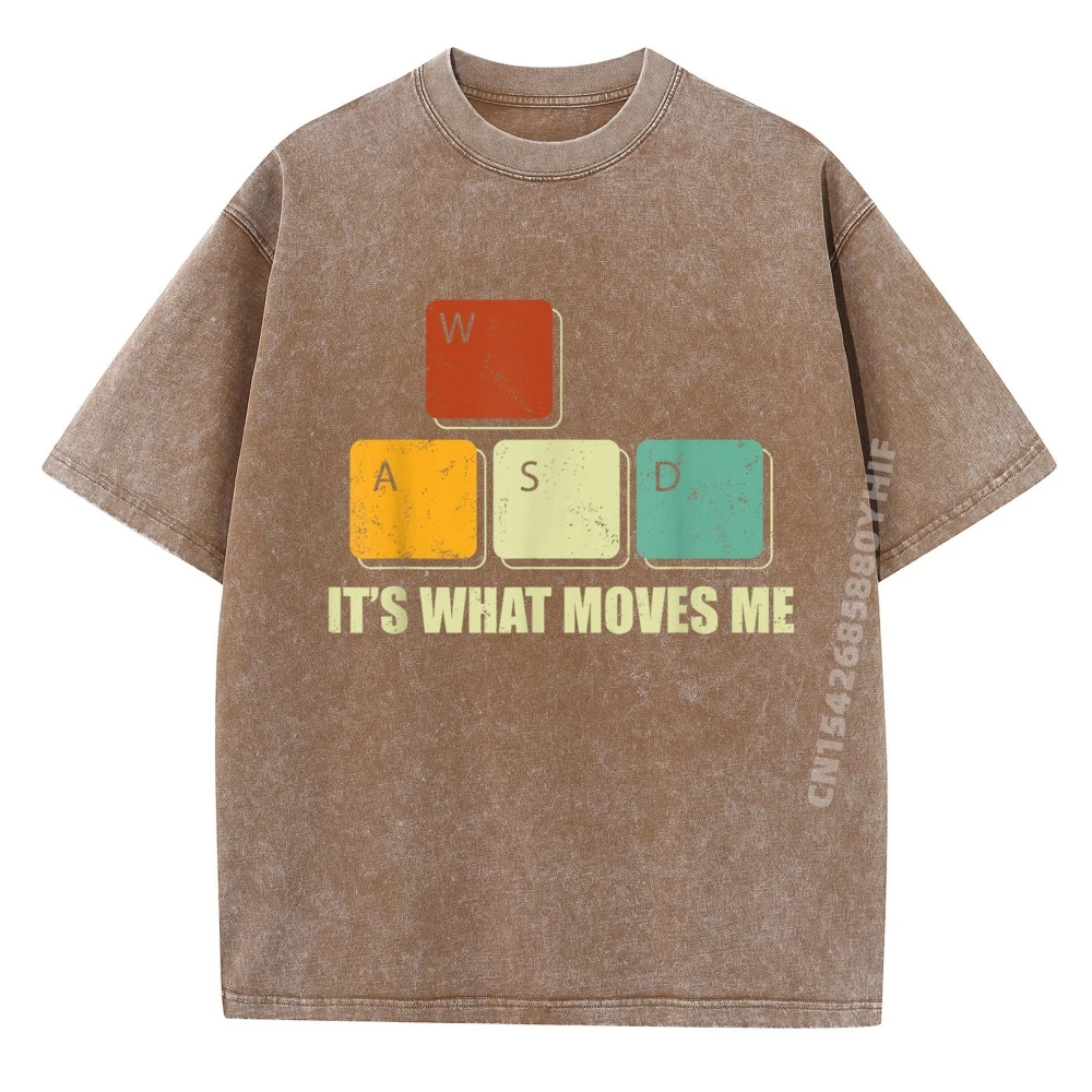 Wasd It What Moves Me ألعاب الفيديو الكمبيوتر ألعاب الكمبيوتر الجرافيك قمصان رجالي ريترو غسلها تي شيرت الاتحاد الأوروبي حجم الطابع