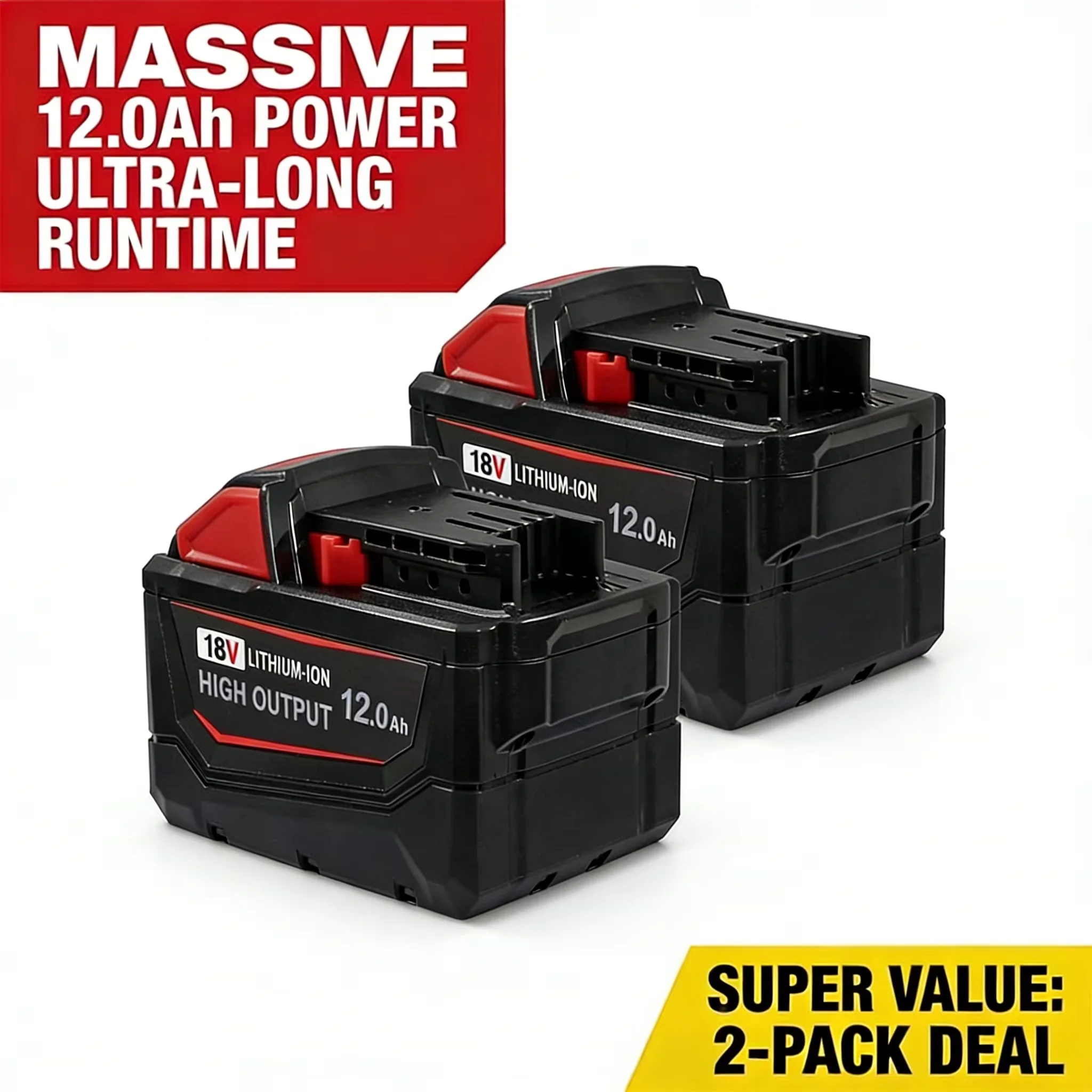2-Pack 18V 12.0Ah M18 Replacement Battery, Low-Temp Resistant Fast Charge for Cordless Power Tools(US Stock)