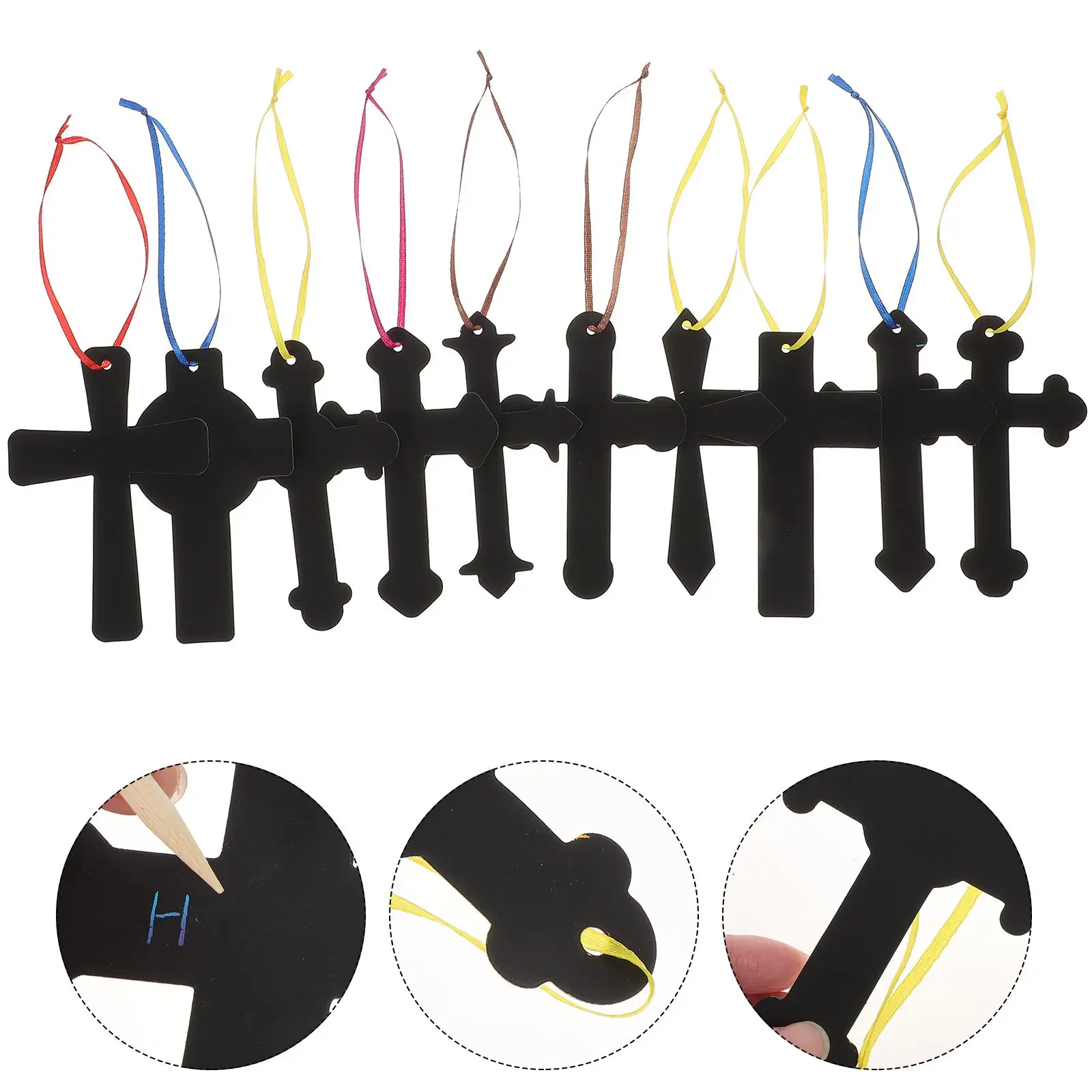 เครื่องประดับที่คั่นหนังสือรอยขีดข่วนเด็กหัตถกรรมเครื่องมือหัตถกรรมกระดาษสีดําแยมวัสดุอุปกรณ์