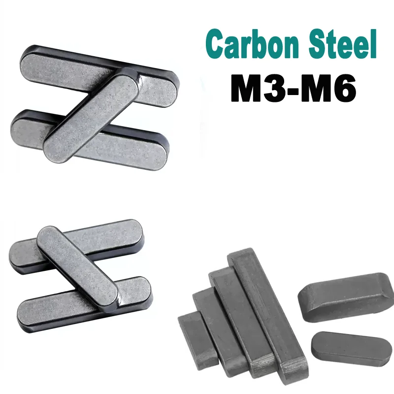 

M3/M4/M5/M6 Carbon Steel Flat Key Set - A-Type Round End Dowel Keys for Mechanical Drive Shaft Repair & Assembly