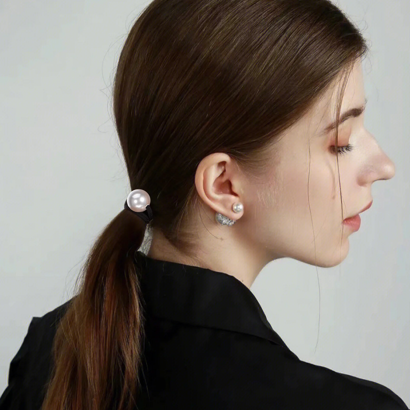 

6Pcs Hair Ties Large Pearl Beaded Elastic Hairbands Thick Hair Ropes Ponytail Holders No Damage Ponytail Holder