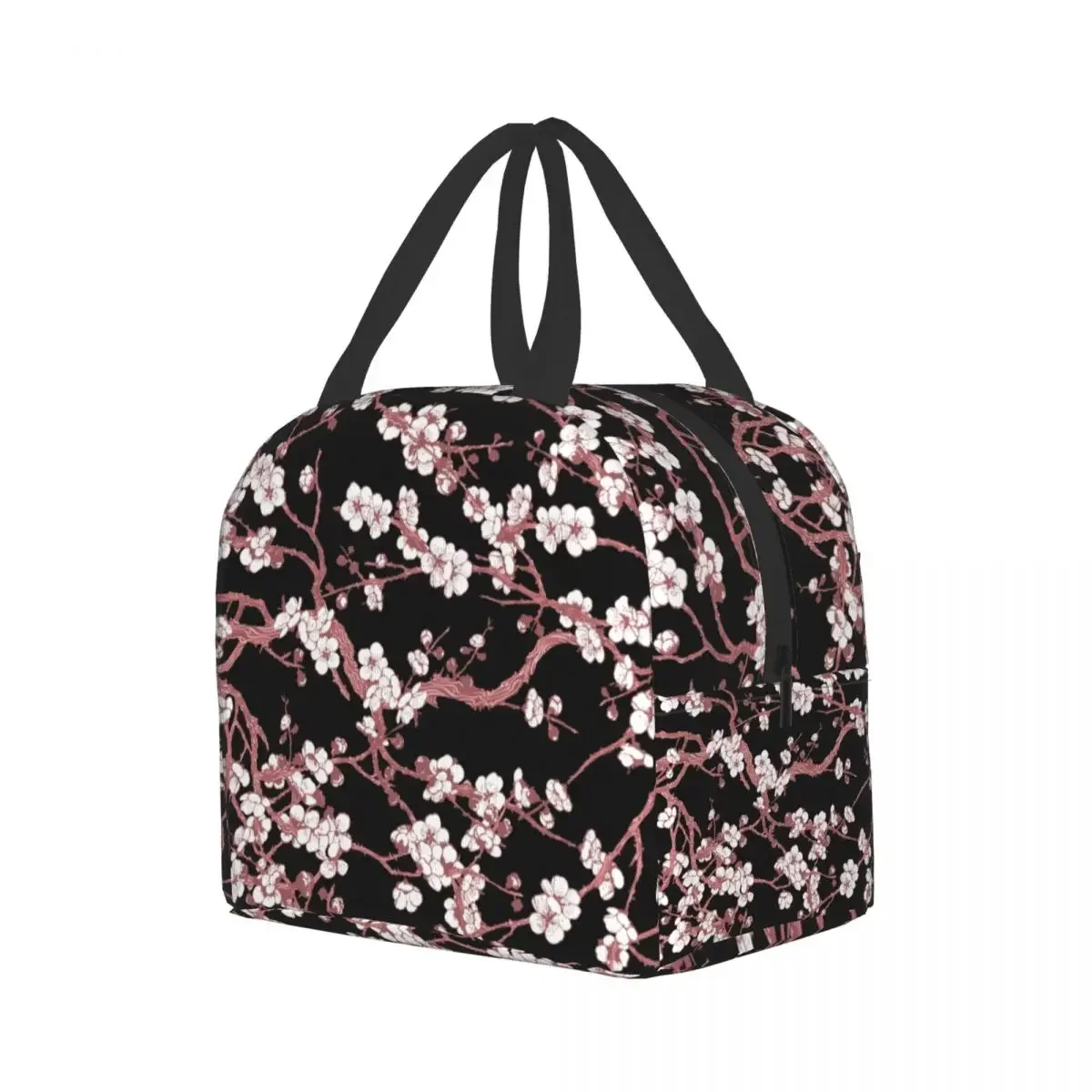 Sakura Tree Cherry Blossom Insulated Lunch Bag Resuable Flowers Floral Thermal Cooler Lunch Box for Women Office Picnic Travel