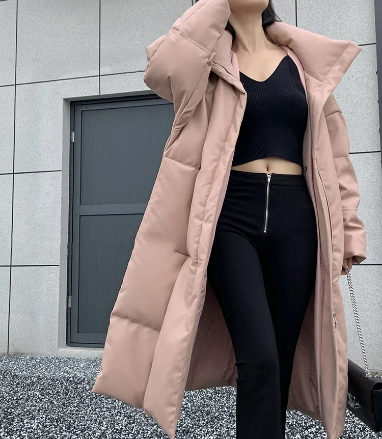 

Female Clothing Padded Jacket 2022 New in Outwears Stand Collar Long Leather Cotton Jacket Warm Winter Clothes Coat women