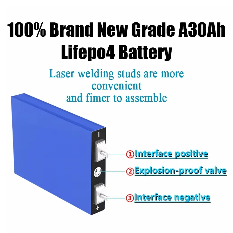 SUYIJIA 3.2V 30Ah LiFePO4 Battery Lithium Iron Phosphate Deep Cycle Suitable for DIY 12V 24V 36V 48V Solar UPS Power Supply