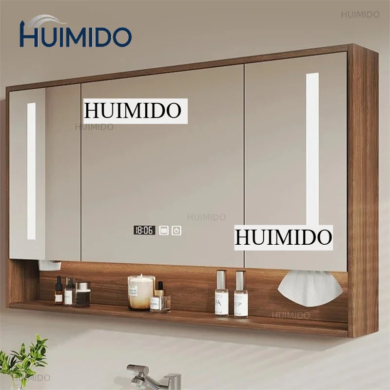 Mid-Century Style Bathroom Cabinets Wall-Mounted Smart Mirror Cabinets with Anti-Fog and Light Modern Designer Mirror Cabinet K