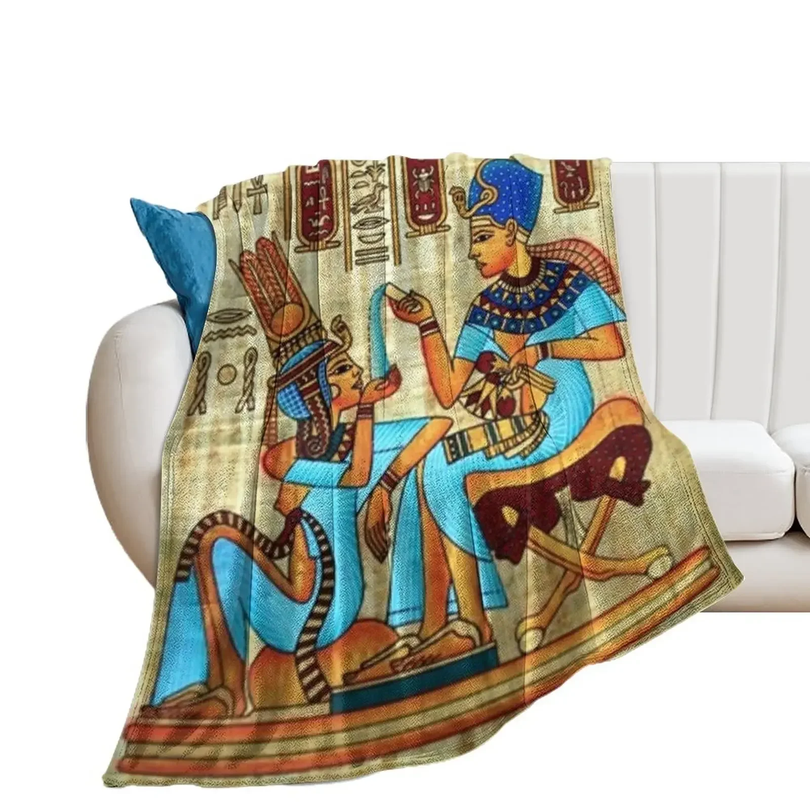 King Tut Perfuming His Wife Throw Blanket Bed covers christmas decoration for winter Blankets