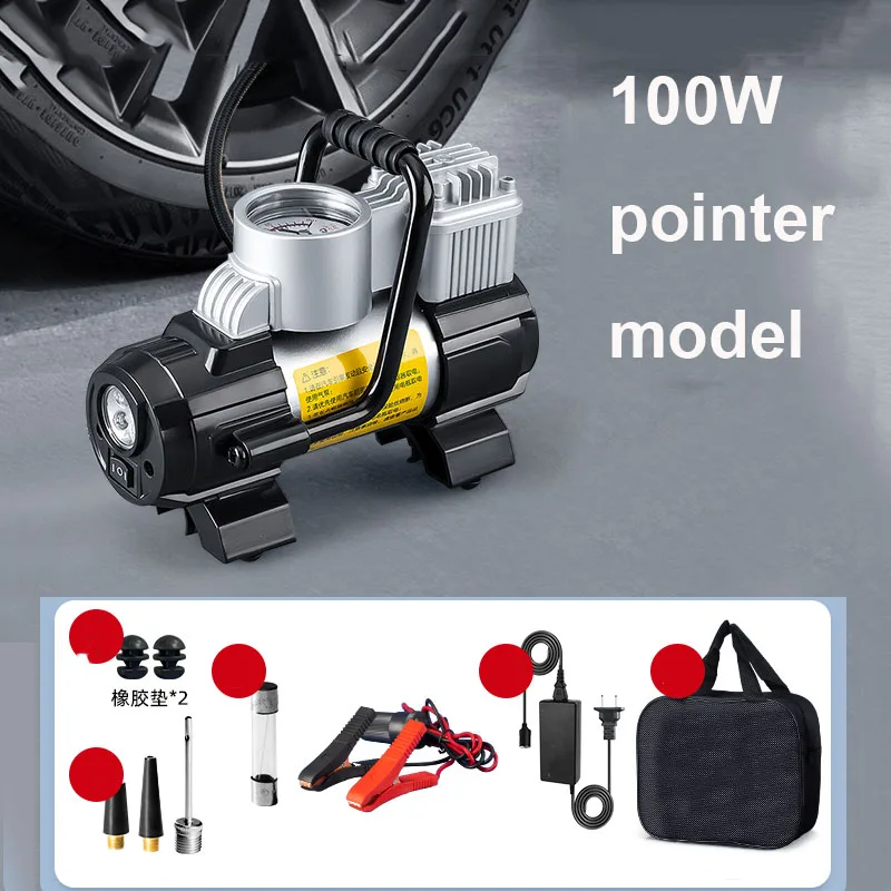 Car Mounted Air pump 12V Dual Cylinder Portable Car Air Compressor High-Pressure 100W 160W 180W Tire Automatic Inflation Pump