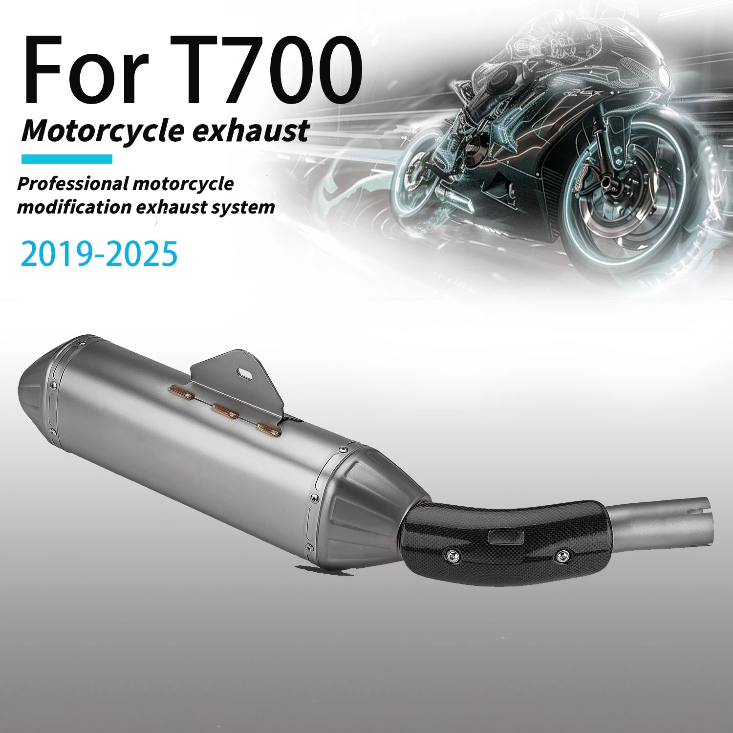 

FOR YMH YZF T700 2019-2025 models Motorcycle exhaust system modification stainless steel muffler with carbon tip