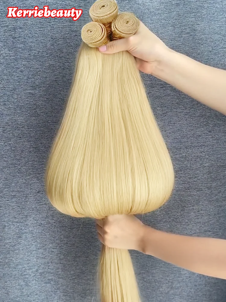613 العسل شقراء العظام مستقيم 3 4 حزم 100% الشعر البشري البرازيلي 28 30 32 بوصة وصلات شعر خام لحمة مزدوجة بالجملة