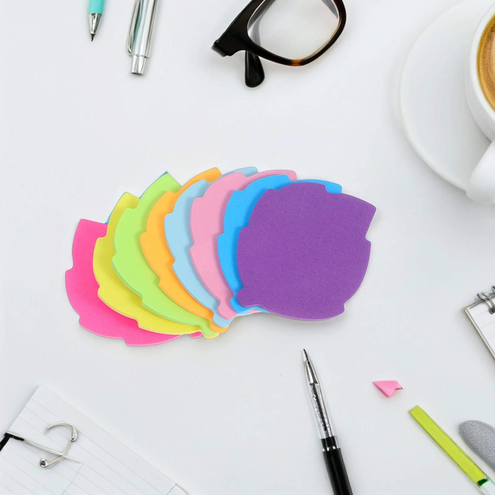 16 قطعة من وسادات مذكرة الفلورسنت الملونة ذاتية اللصق على شكل أوراق شجر للمكتب والمدرسة والمنزل والمفكرة القابلة للإزالة اللطيفة #6